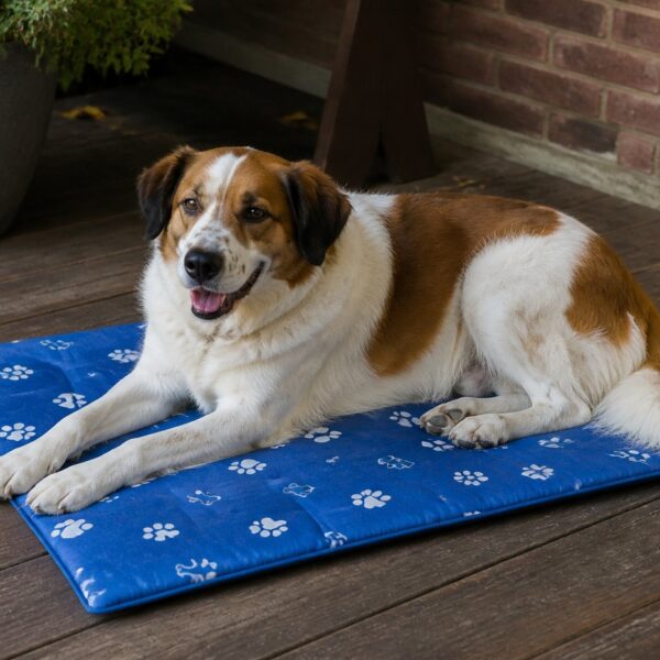 Koelmat met pootafdruk — blauw, klein