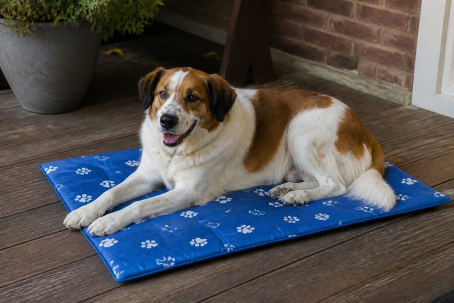 Koelmat met pootafdruk — blauw, klein