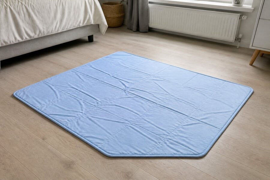 Ademende ijszijden mat — blauw, 60 × 40 cm
