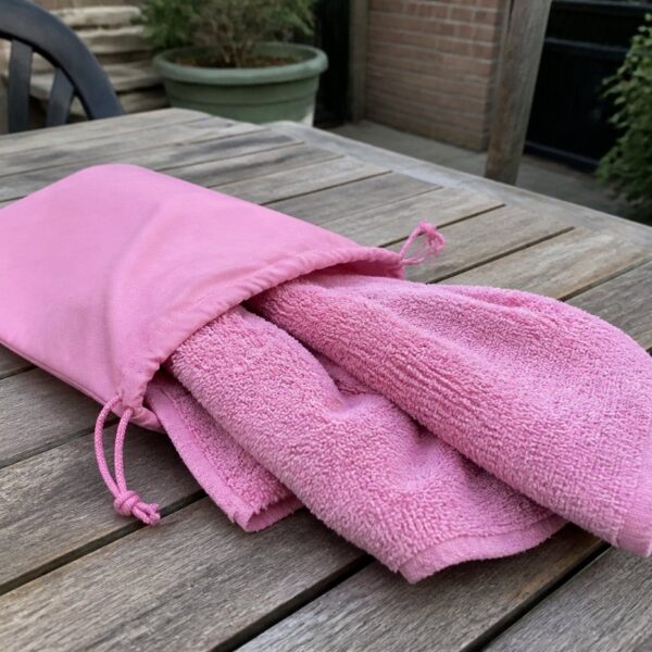 Hondenhanddoek met opbergzak — roze, 35 × 75 cm