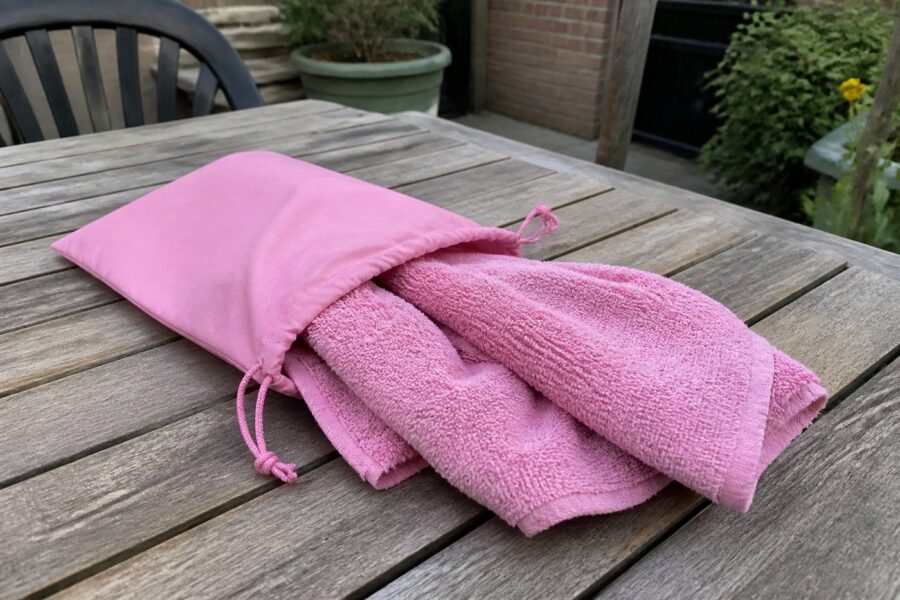 Hondenhanddoek met opbergzak — roze, 35 × 75 cm